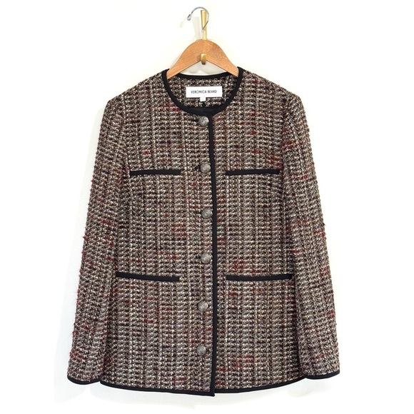 NWOT Veronica Beard Dickey Tweed Wool-Blend Watkins Collarless Jacket - Picture 2 of 7